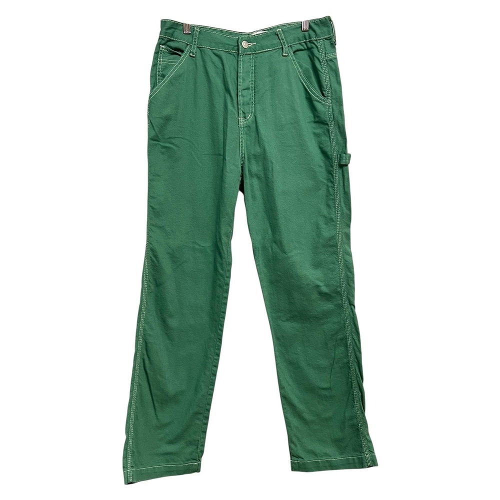 S.O.N.G. Jeans Juniors 11/30 Green Straight Carpenter Utility Pockets Button Fly